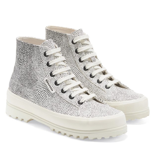 Superga 2341 Alpina מיקרו פו נחש לבן אבוריו שחור נחש