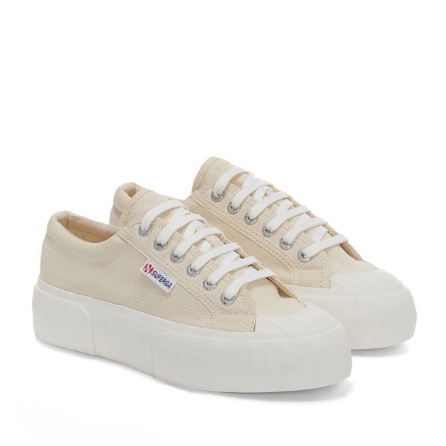 Superga 2631 Stripe Platform בז\ Lt קליפת ביצה-f Avorio