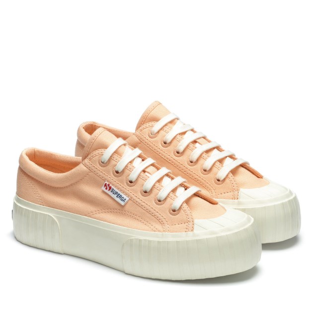 Superga 2631 Stripe Platform ורוד אפרסק-f Avorio