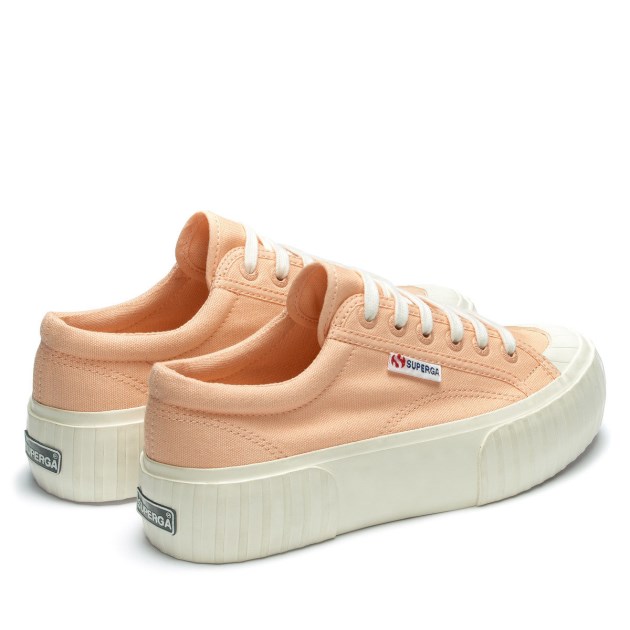 Superga 2631 Stripe Platform ורוד אפרסק-f Avorio
