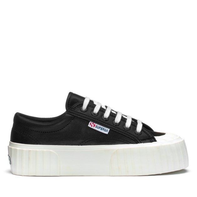Superga 2631 Stripe Platform טבעוני שחור-לבן Avorio