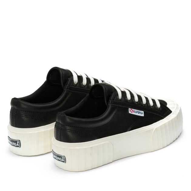 Superga 2631 Stripe Platform טבעוני שחור-לבן Avorio