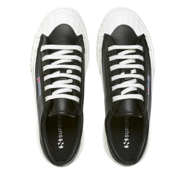 Superga 2631 Stripe Platform טבעוני שחור-לבן Avorio