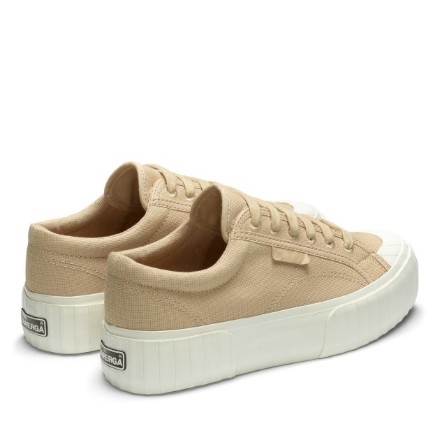Superga 2631 Stripe Platform צבע טבעי אורגני מגנטה-טרמינליות
