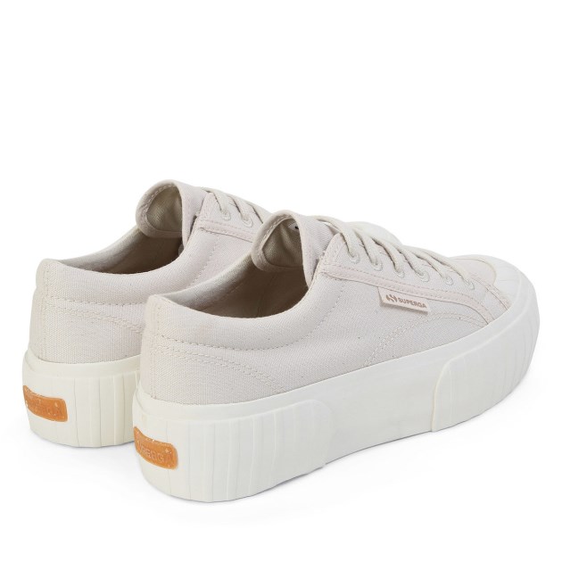 Superga 2631 Stripe Platform צבע טבעי אורגני עלי מגנטה מיובשים