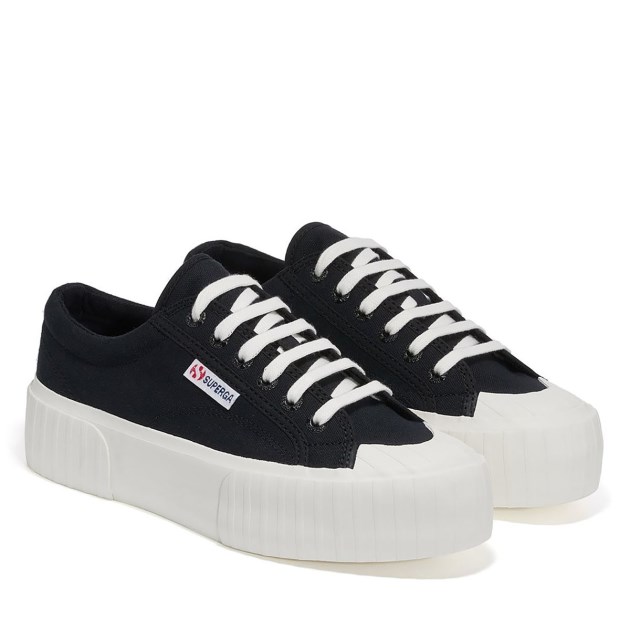 Superga 2631 Stripe Platform שחור-לבן Avorio