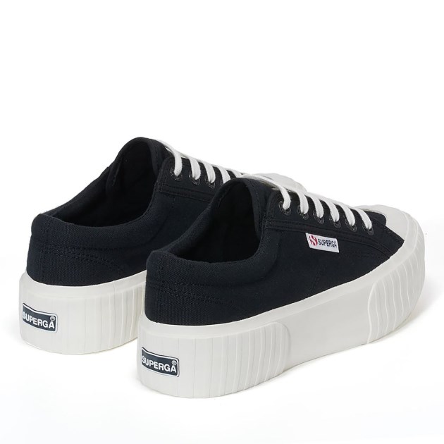 Superga 2631 Stripe Platform שחור-לבן Avorio