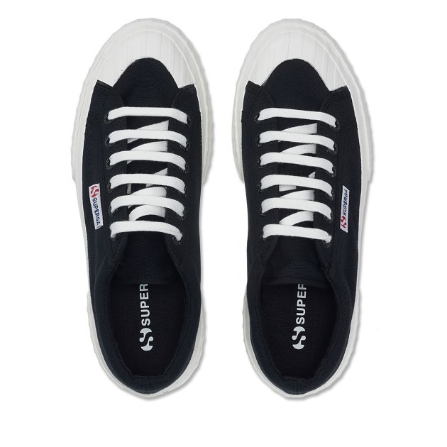 Superga 2631 Stripe Platform שחור-לבן Avorio