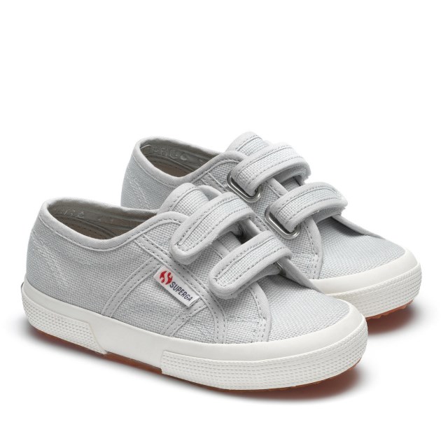 Superga 2750 Jstrap Classic Kids אפור Lilla-f Avorio