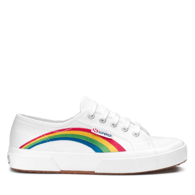 Superga 2750 Rainbow רקמה לבן-קשת