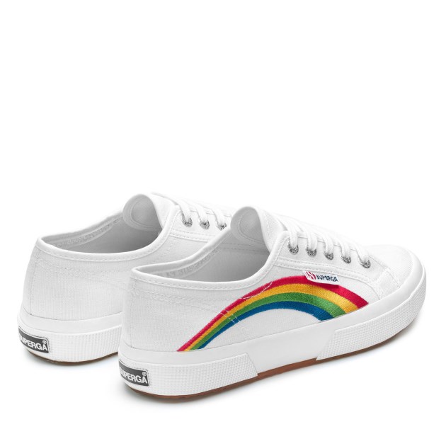 Superga 2750 Rainbow רקמה לבן-קשת