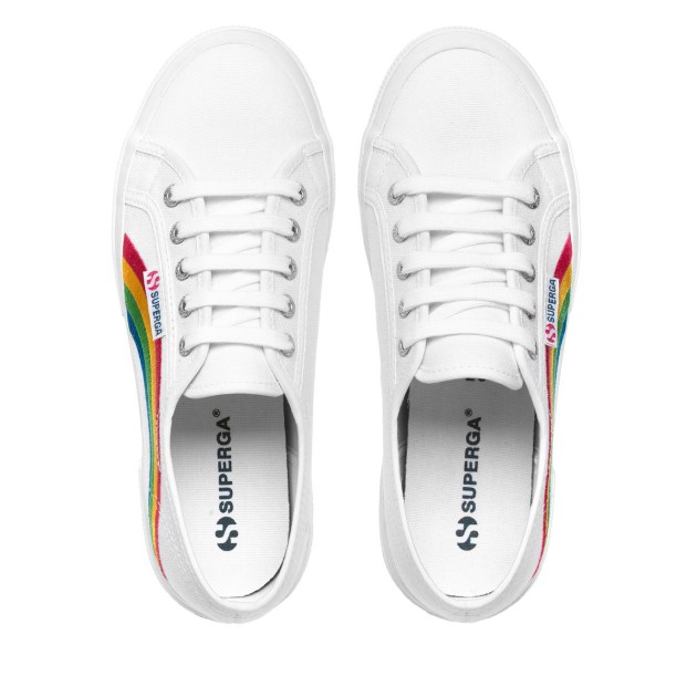Superga 2750 Rainbow רקמה לבן-קשת