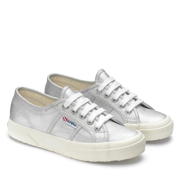 Superga 2750 קנבס מתכתי אפור כסף מט-f Avorio