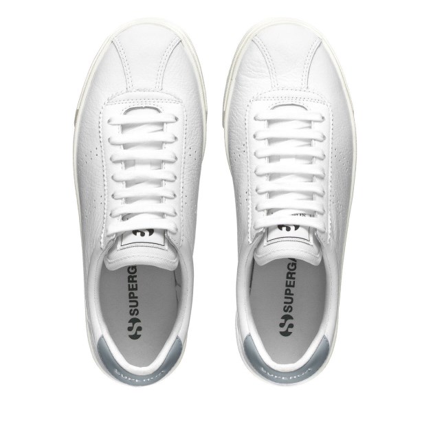 Superga 2843 Club S Comfort עור לבן-אפור Lilla-f Avorio