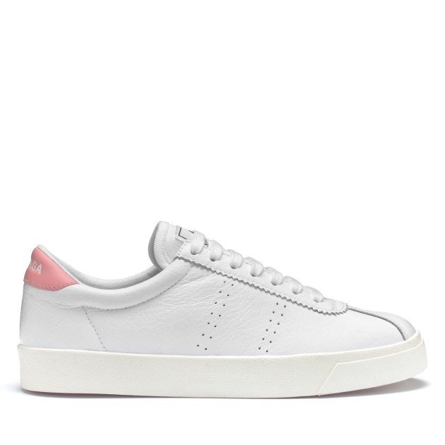 Superga 2843 Club S Comfort עור לבן-ורוד-f Avorio