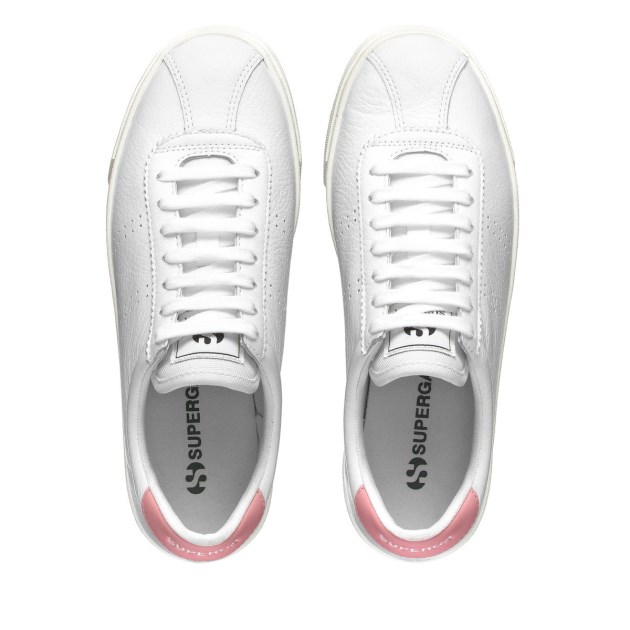 Superga 2843 Club S Comfort עור לבן-ורוד-f Avorio
