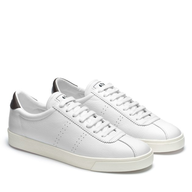 Superga 2843 Club S Comfort עור לבן-חום שזיף-f Avorio