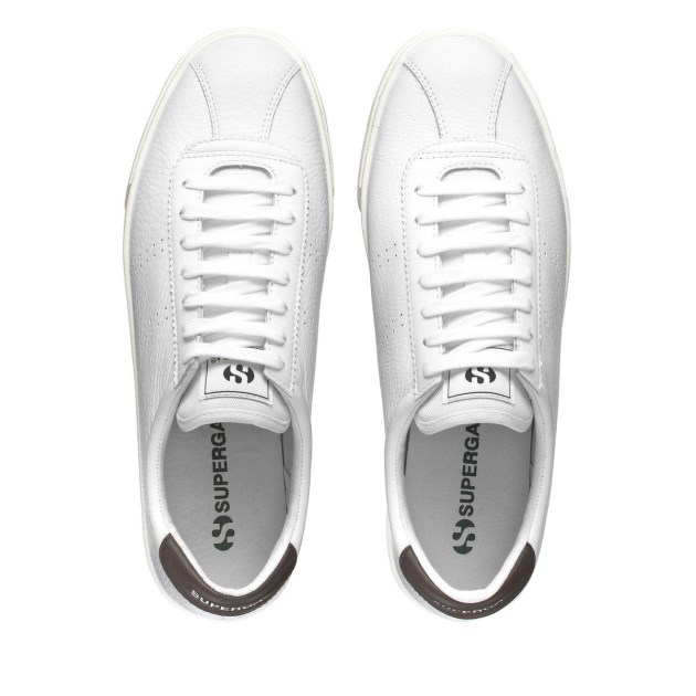 Superga 2843 Club S Comfort עור לבן-חום שזיף-f Avorio