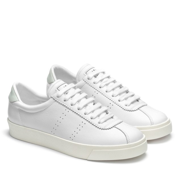 Superga 2843 Club S Comfort עור לבן-תכלת קרח-f Avorio