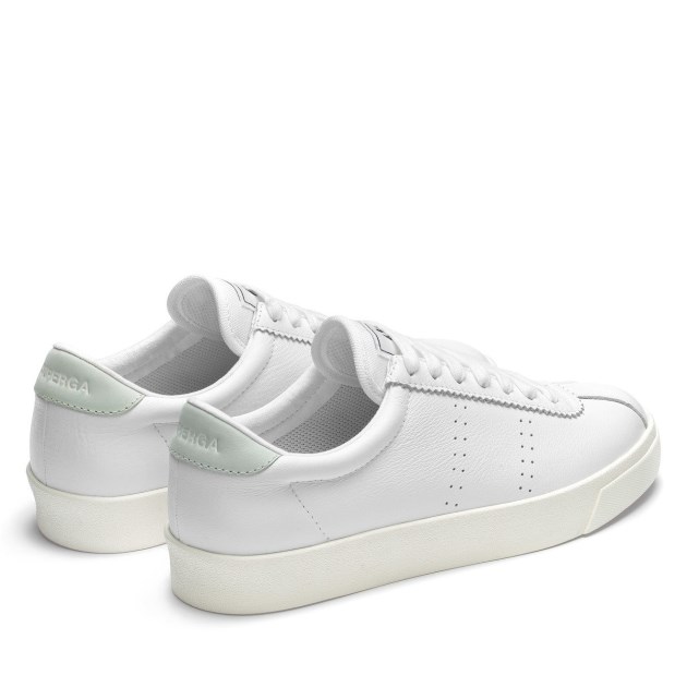 Superga 2843 Club S Comfort עור לבן-תכלת קרח-f Avorio