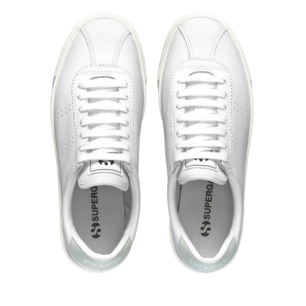 Superga 2843 Club S Comfort עור לבן-תכלת קרח-f Avorio