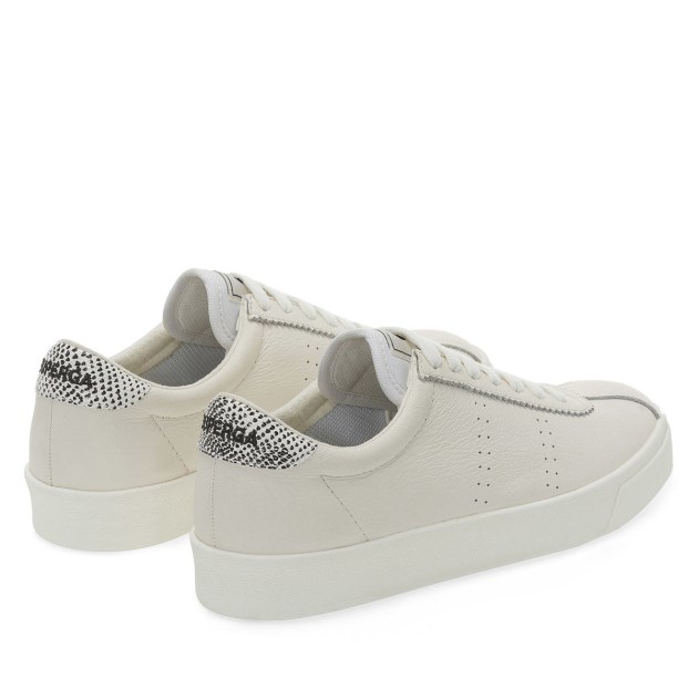 Superga 2843 Club S Micro Faux נחש לבן Avorio שחור נחש