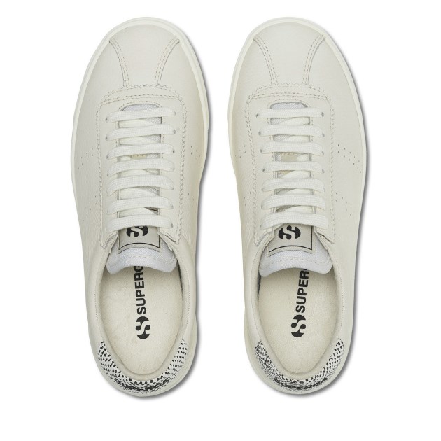 Superga 2843 Club S Micro Faux נחש לבן Avorio שחור נחש
