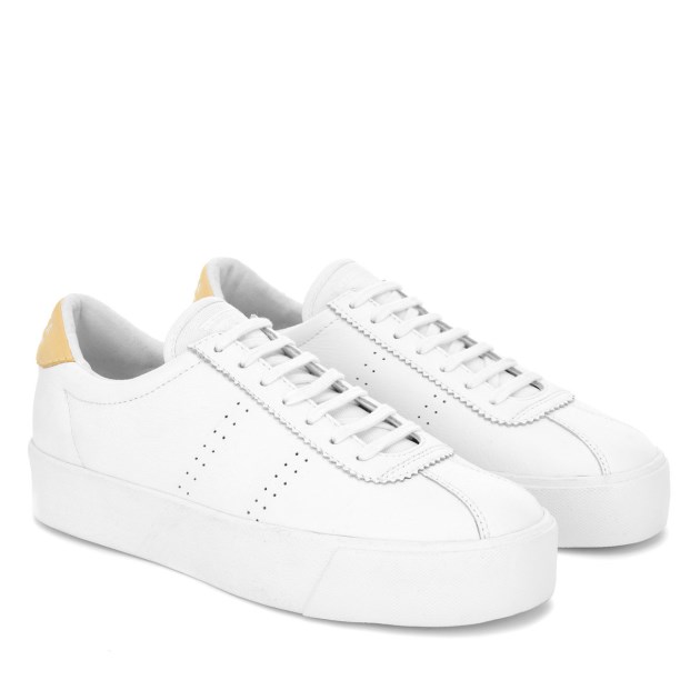 Superga 2854 Club 3 עור נוחות לבן-בז\ גומה-לבן Avorio