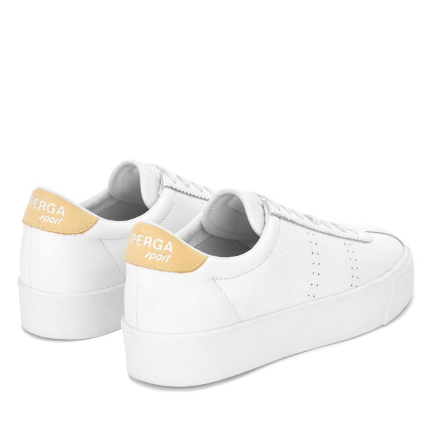 Superga 2854 Club 3 עור נוחות לבן-בז\ גומה-לבן Avorio