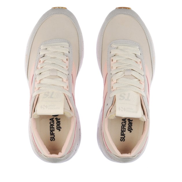 Superga 4089 Training 9ts Slim טבעוני דמוי עור בז \ג\סו-אפור Lt-pink Ish-b