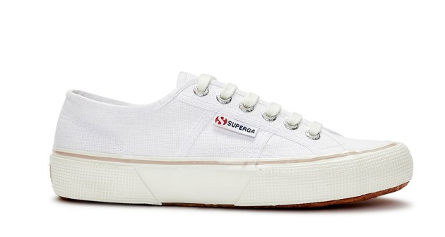 Superga 2490 עור לבן-ורוד מודגש