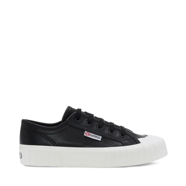Superga 2630 Stripe דמוי עור טבעוני שחור-לבן