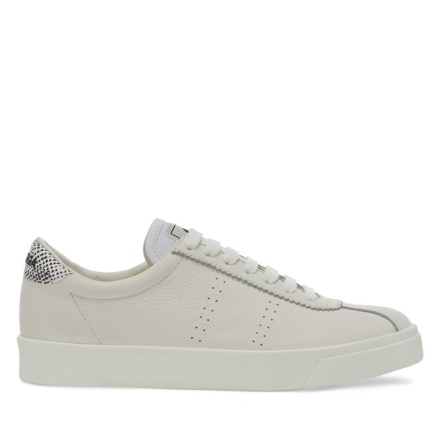 Superga 2843 Club S Micro Faux נחש לבן Avorio שחור נחש