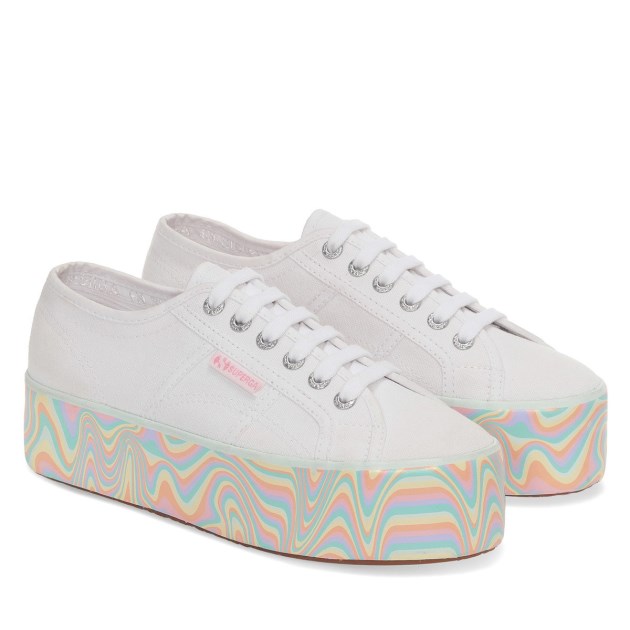 סוליית Superga 2790 Multicolor נוזלית בצבע לבן-רב צבעים